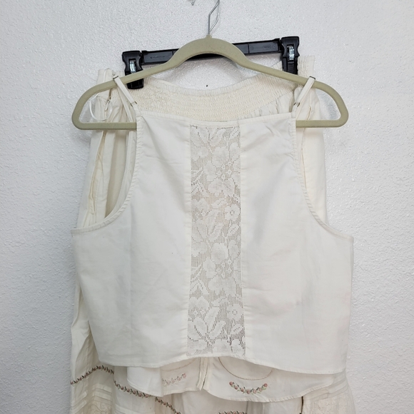 Free People Maeberrie Top & Skirt Set Coord Embroidered NWT Ivory Size XL - Picture 8 of 16